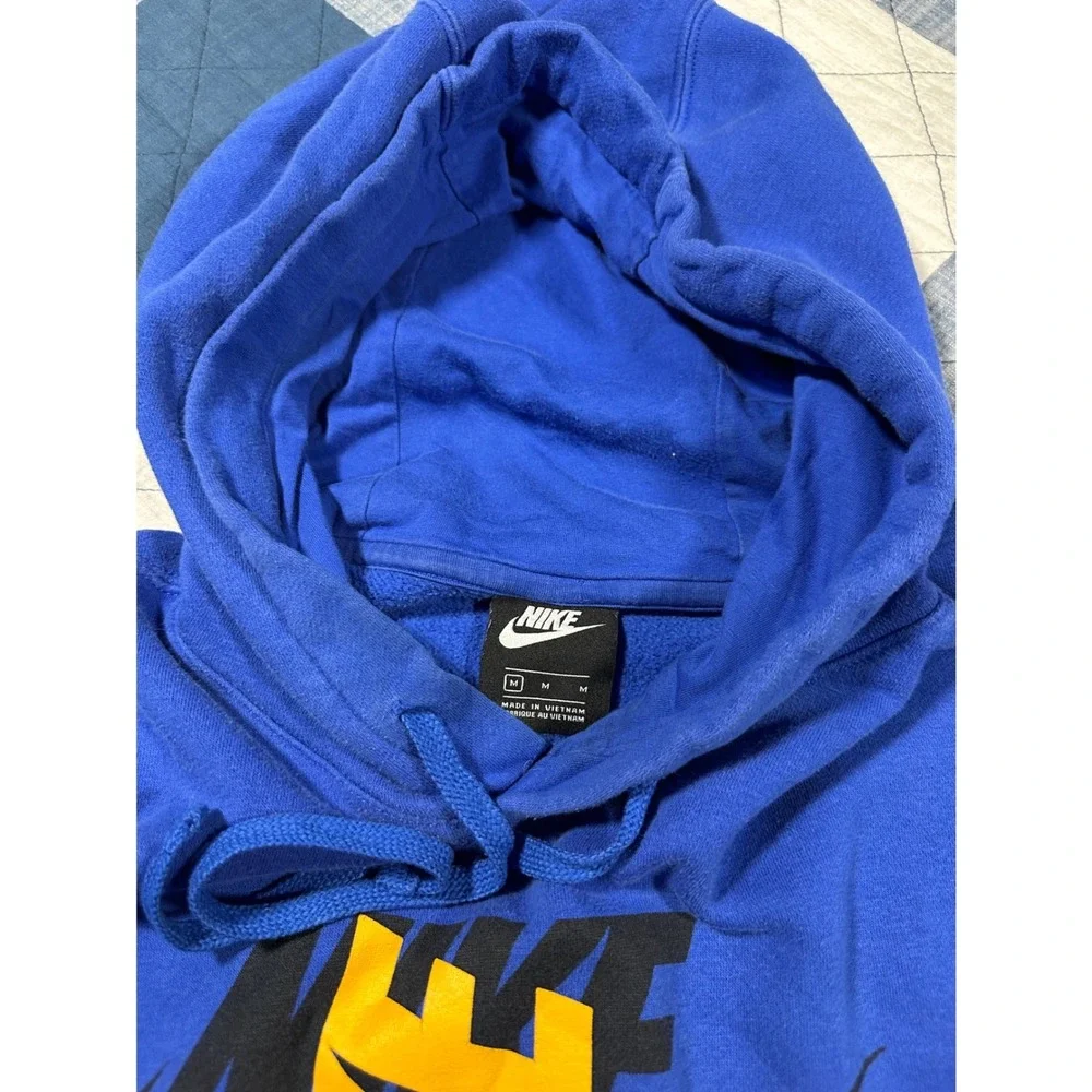 Nike Air Mens Medium Blue Hoodie Graphic Sleeve Print Excellent